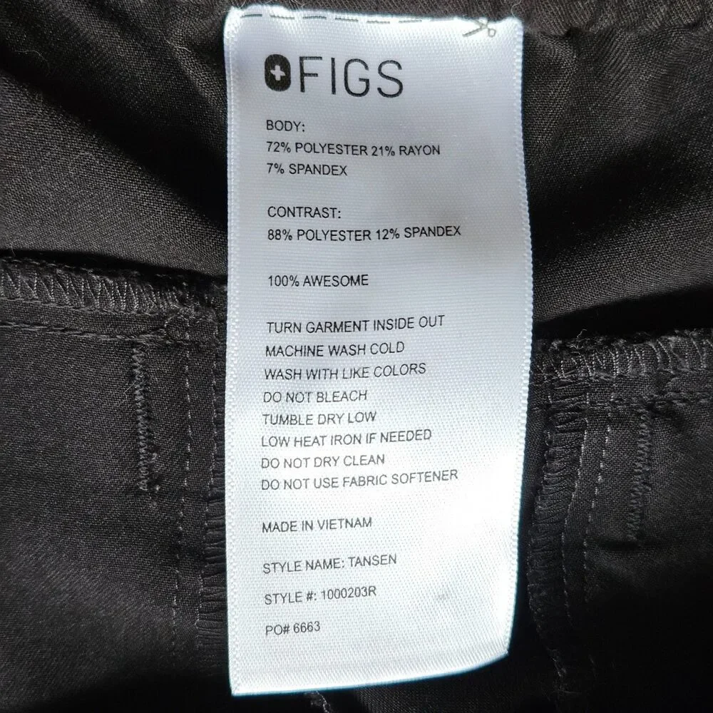Figs Men's Size S Tansen Jogger Slim-Fit Scrub Pants Black Drawstring Waist